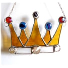 Patriotic Crown Stained Glass Suncatcher Jewels Handmade