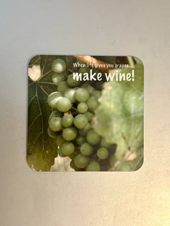 when life gives you grapes....  9.5cm cork backed coaster 
