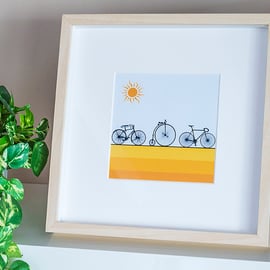 Bicycles Cycling Bikes Framed Print Graphic Modern Picture Wall Art Illustration