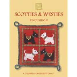 Scotties & Westies Dogs Pincushion Counted Cross Stitch Kit By Textile Heritage