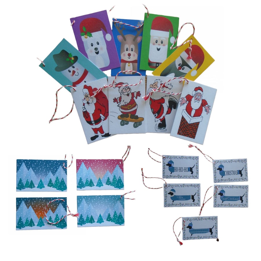 18 Mixed Christmas Tags Double Sided 