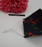 Face mask, small, 3 layer,  adjustable,  washable in navy cherry - Image 8