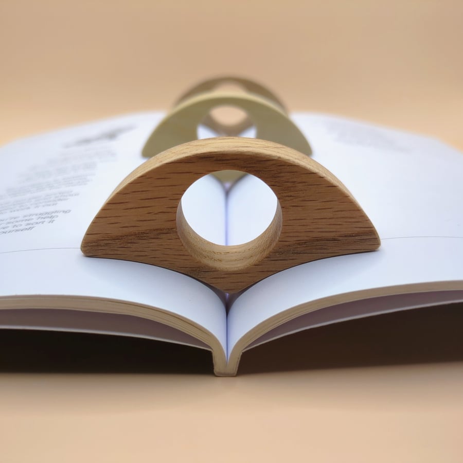 Thumb Page Holder, Page Spreader, Recycled Wood
