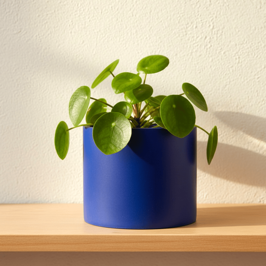 Large 15 cm Round Prussian Blue Plant Pot for Houseplants