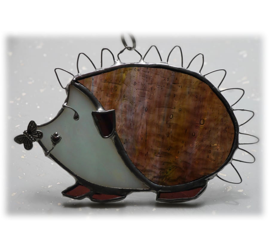 Hedgehog Suncatcher Stained Glass Handmade 031 Left