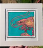 Big Shrimp - Seaside Painted Lino Print - Sealife - Seafood - Painting - Image 3