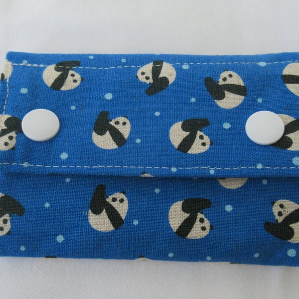 Panda themed Wallet, Handmade from Quality Cotton Fabric
