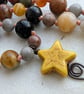 Jasper knotted cord necklace in earthy colours with yellow howlite star - Image 5