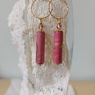 Pink Drop Earrings with Handcrafted Paper beads and Crystals 