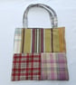 Handmade plaid check pattern patchwork shoulder tote bag