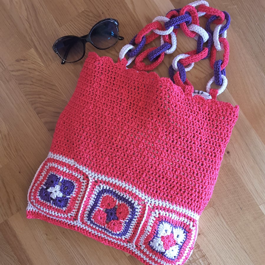 Bag.Tote.Crochet tote bag.Boho bag.Craft bag.H Folksy