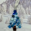 Handmade Fused Glass Xmas Tree Hanging Christmas Decoration 