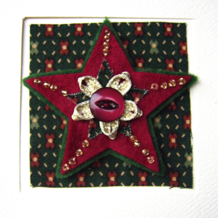 Star Fabric Christmas Greeting Card