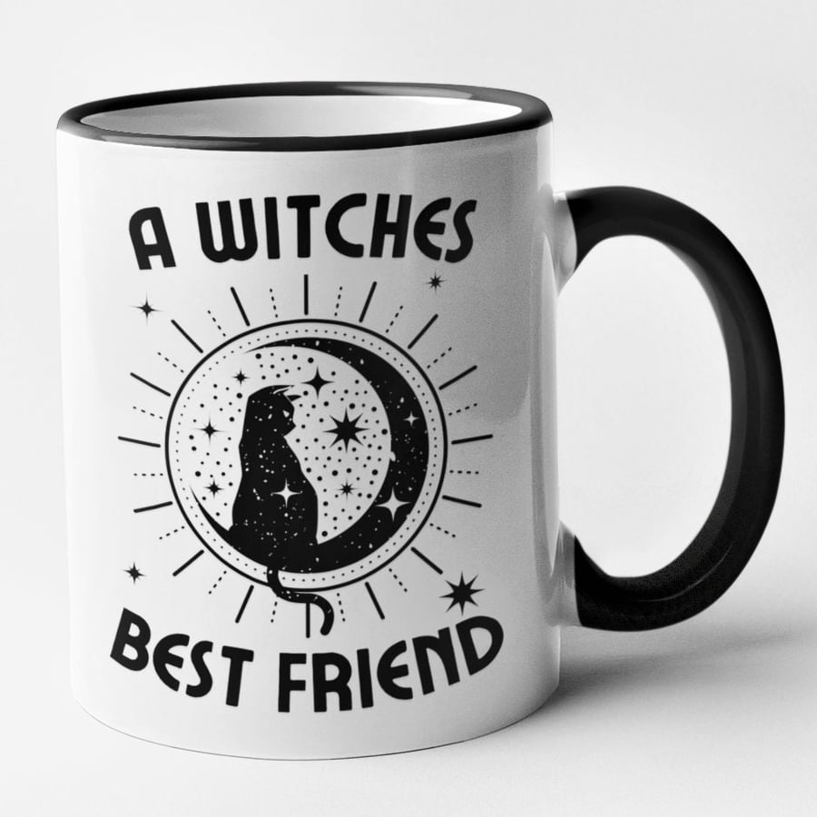 A Witches Best Friend Mug Black Cat Witches Familiar Halloween Magic Gothic 