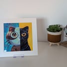 Split Cat Portrait Print in Mount -Duality