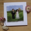 Needle felted handmade We're Married greetings card