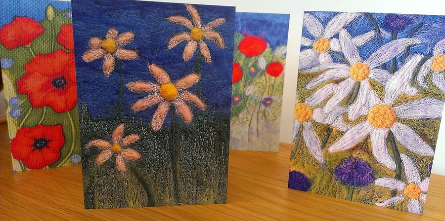 Set Of Four Floral Design Art Greeting Cards