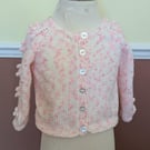 Pink and White Hand Knitted Long Sleeved Cardigan