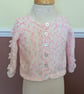 Pink and White Hand Knitted Long Sleeved Cardigan