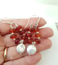 Sterling Silver Amber & Pearl Drop Earrings Statement Drop Earrings  - Image 3