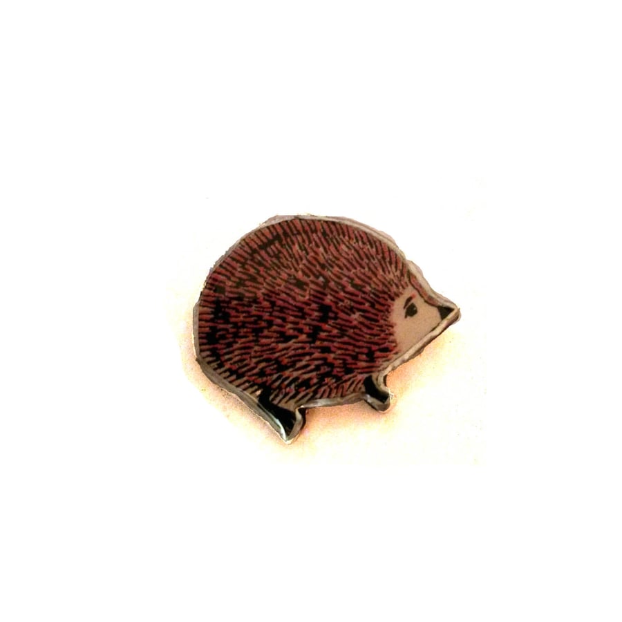 LARGE Red Hedgehog whimsical resin Brooch byEllyMental Jewellery