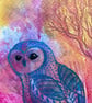 Hand painted Owl greetings card  - Image 4