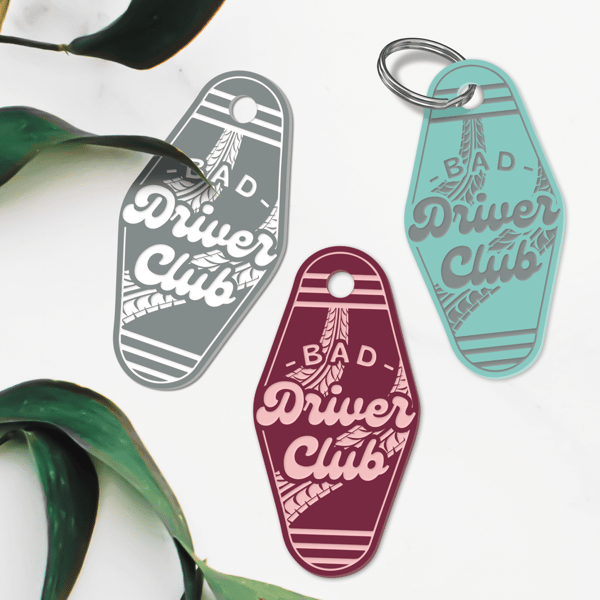 Bad Driver Club Motel-Style Keyring: Funny Bad Driver Keyring, Joke Car Gift