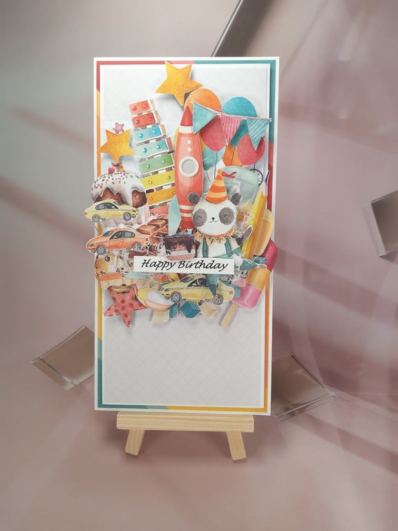 Handmade Birthday Card - Kraft Window Box Included (55)