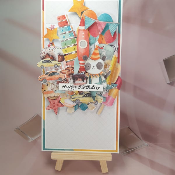 Handmade Birthday Card - Kraft Window Box Included (55)