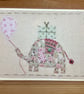 Ernie Elephant hand embroidered fabric card - Image 1