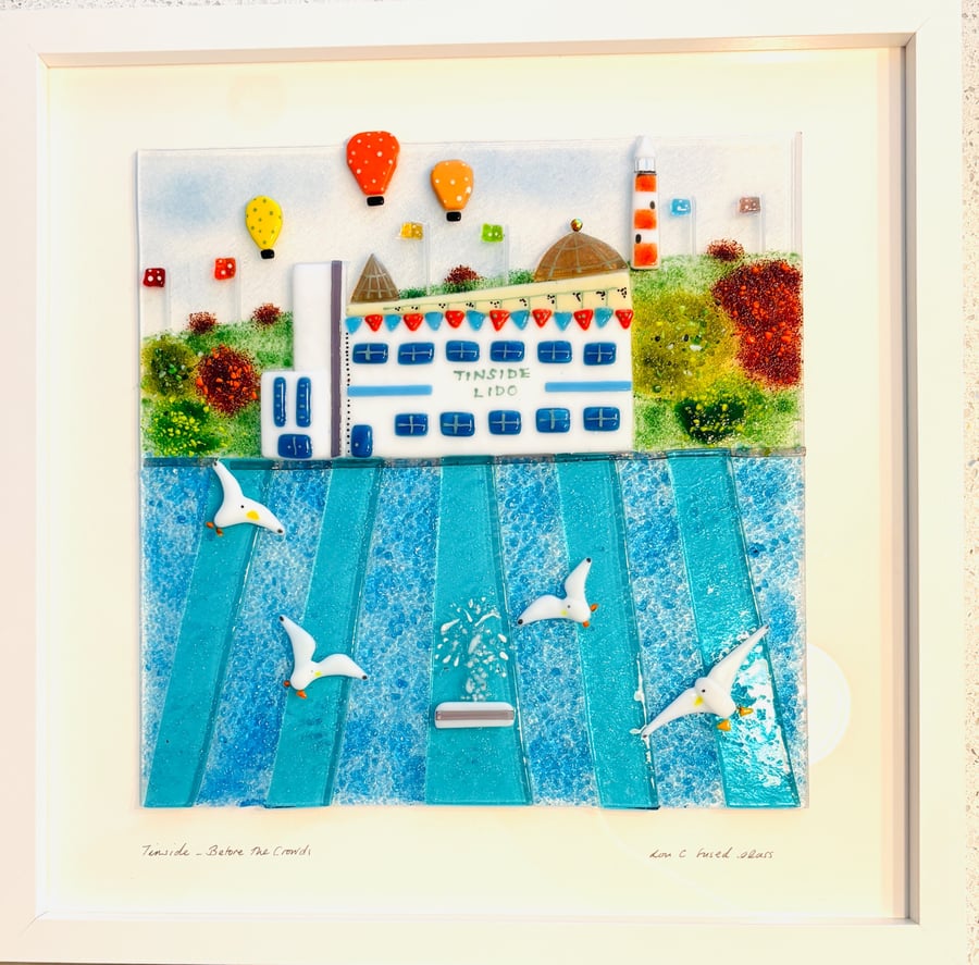 Tinside lido - Plymouth fused glass scene (MADE TO ORDER)
