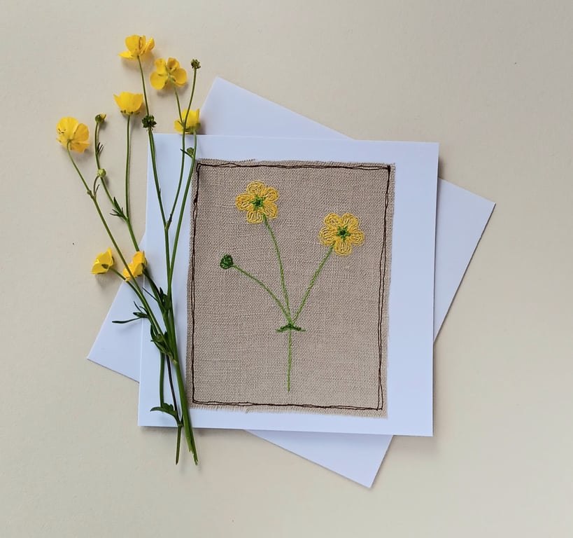 Embroidered Buttercup General Greeting Card