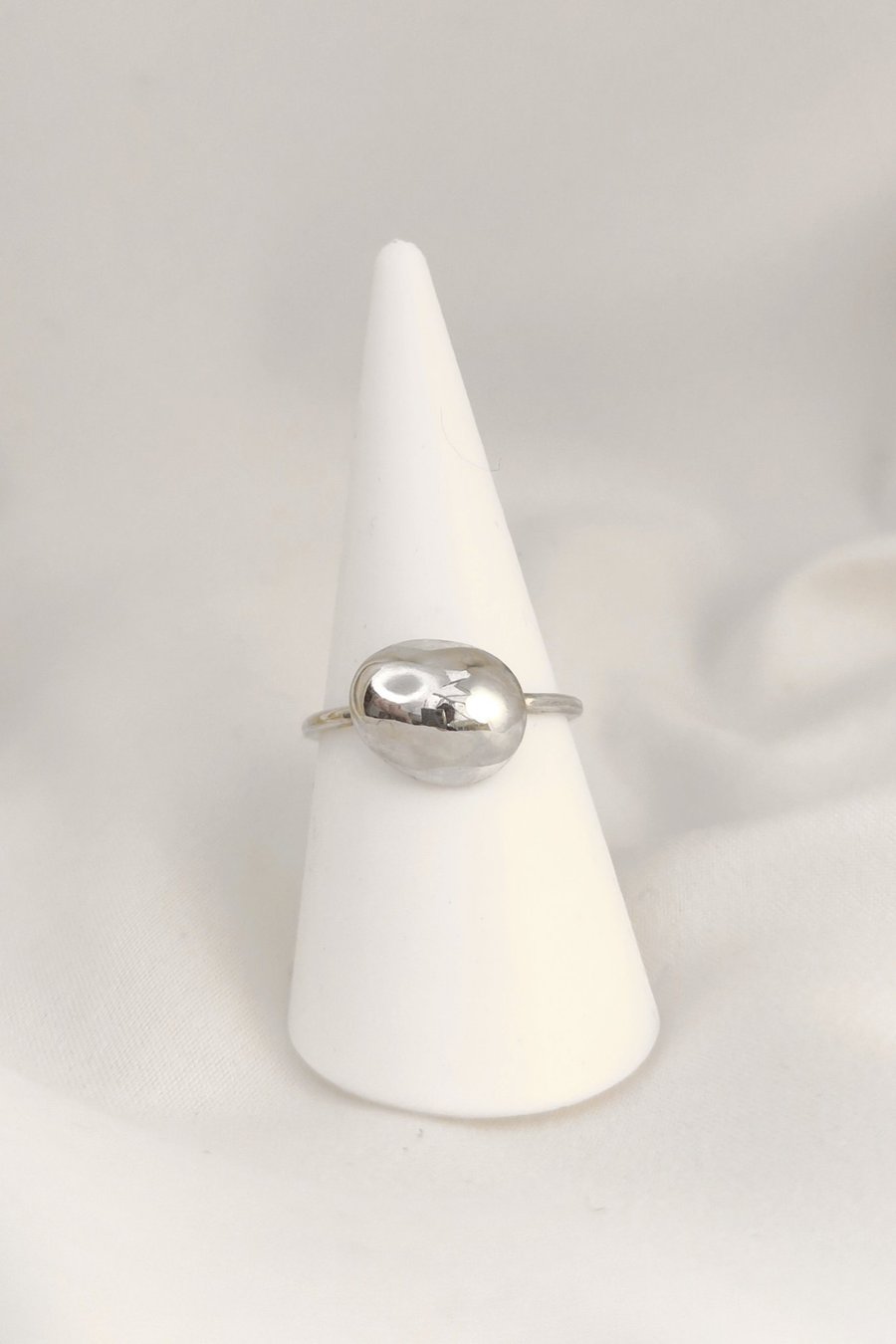 Sterling silver ring with silver pebble