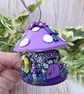 Purple Mushroom Fairy House - Hanging or Free Standing - Image 2