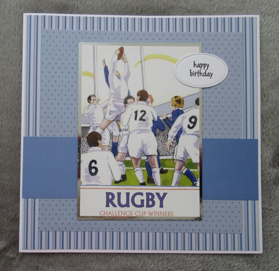 A Game of Rugby Large Birthday Card