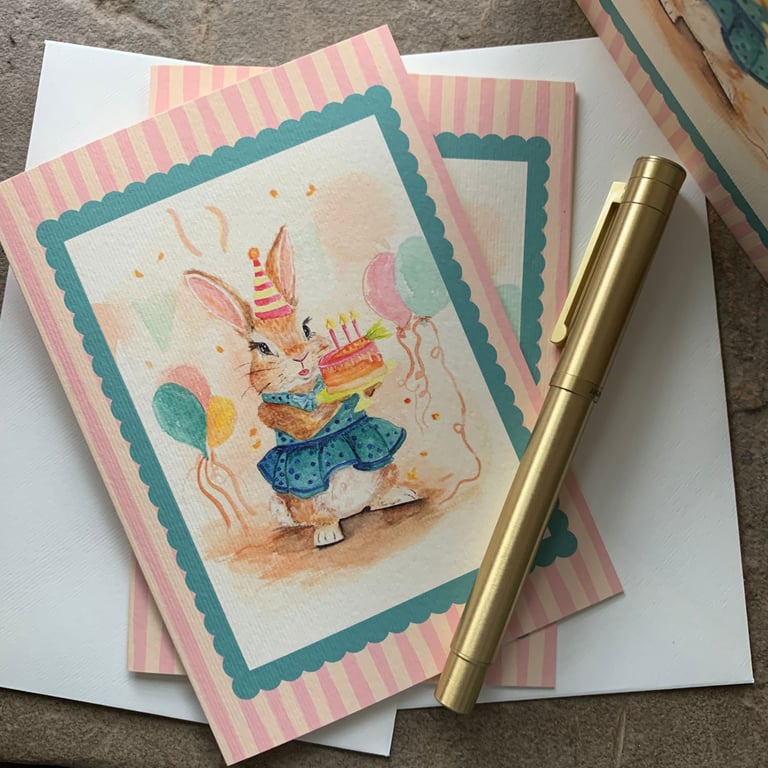 Birthday Bunny Card - Blank Card