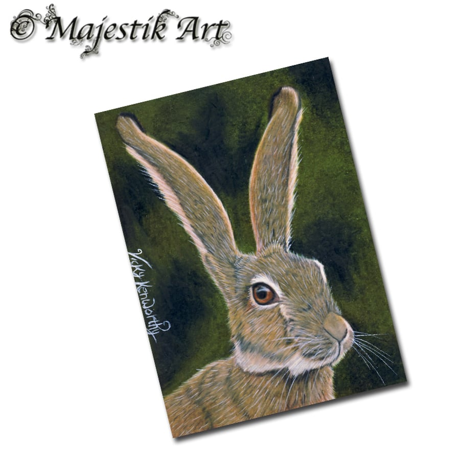Archival ACEO Hare Print 'Alert' By V Kenworthy