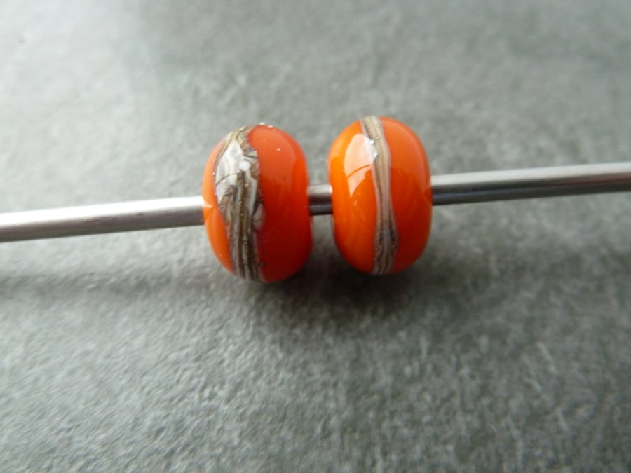 orange wrapped lampwork glass beads