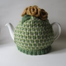 Tea cosy Tea cosie - green tweed with roses