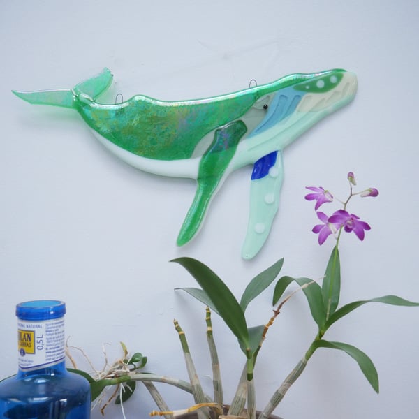 Fused Glass Humpback Whale Wall Art