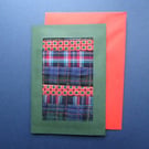 Individually Hand Crafted tartan Textile patchworked Blank Card