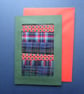 Individually Hand Crafted tartan Textile patchworked Blank Card