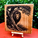 Lion wooden plaque. Handcrafted 
