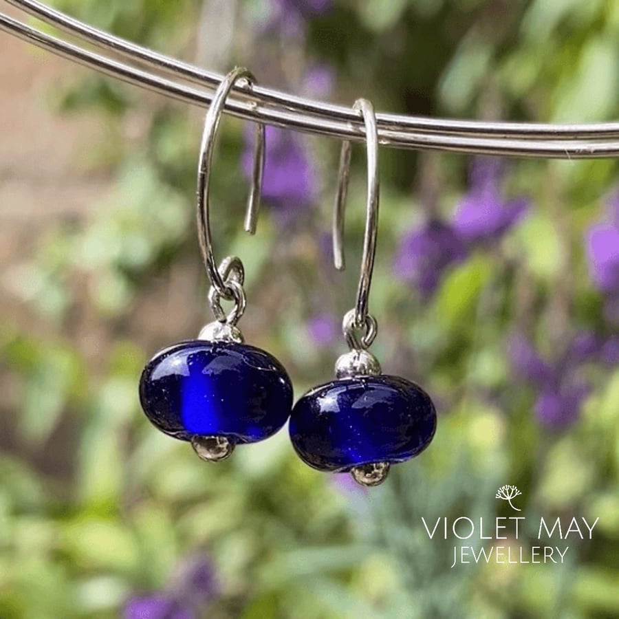Deep Blue Glass Earrings