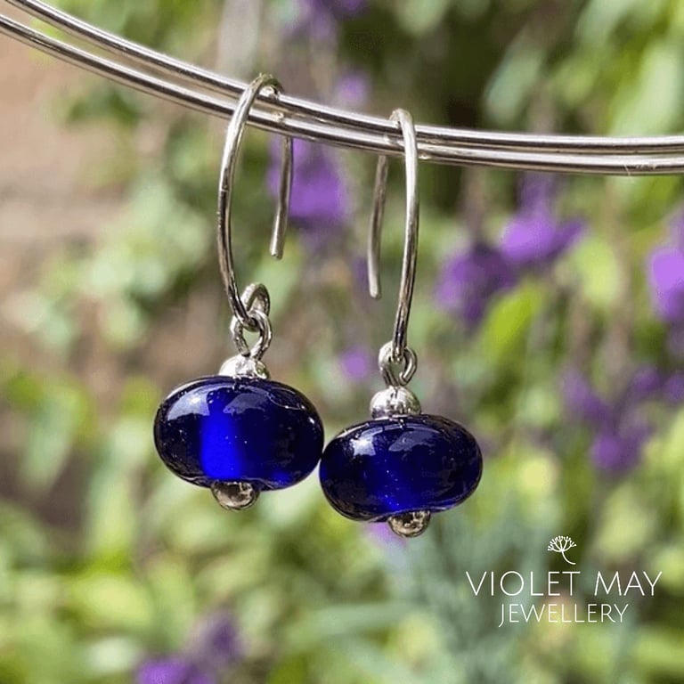 Deep Blue Glass Earrings
