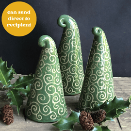 Sgraffito swirl tree trio - set 3