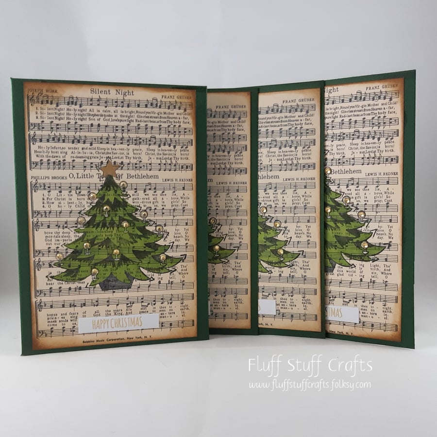 Pack of 4 handmade Christmas cards - Christmas tree