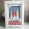 Carolling Gnomes layered 'Let it snow' Christmas card