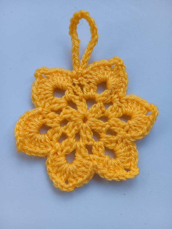 Crochet Christmas Snowflake (Yellow) - festive decoration