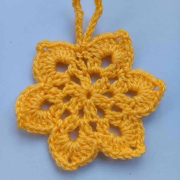 Crochet Christmas Snowflake (Yellow) - festive decoration